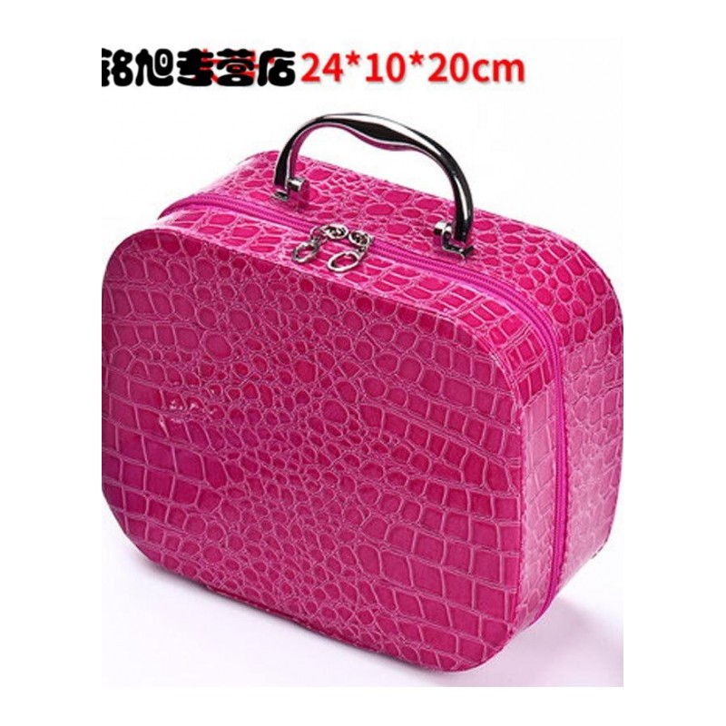 化妆包大容量化妆品收纳盒简约小号便携手提箱淑女可爱防水旅行袋简约?玫红色大号