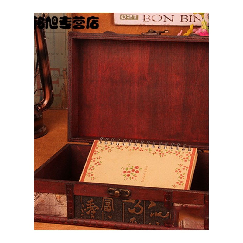 创意复古盒子带锁密码收纳盒首饰木质储物箱办公桌密码盒简约家居日用品