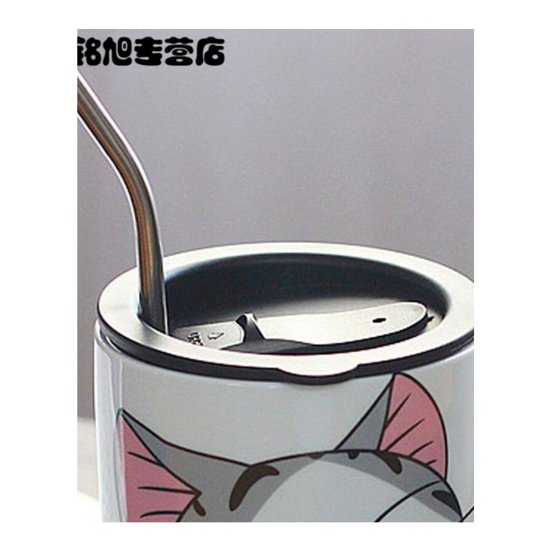 韩版学生可爱马克杯大号卡通陶瓷杯带盖勺吸管创意个性大容量水杯牛奶咖啡马克杯茶杯