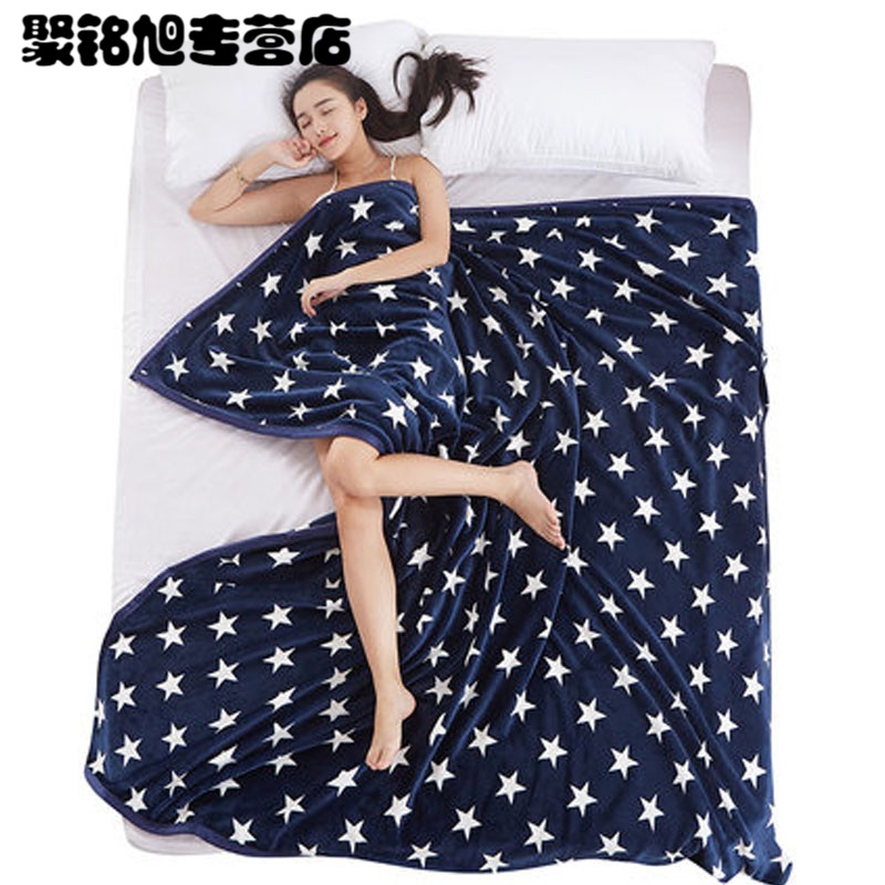 条纹现代简约夏季空毯珊瑚绒毯子加厚法兰绒毛毯毛巾薄被子午睡床单双人盖毯生活日用家居家用床上用品毛毯