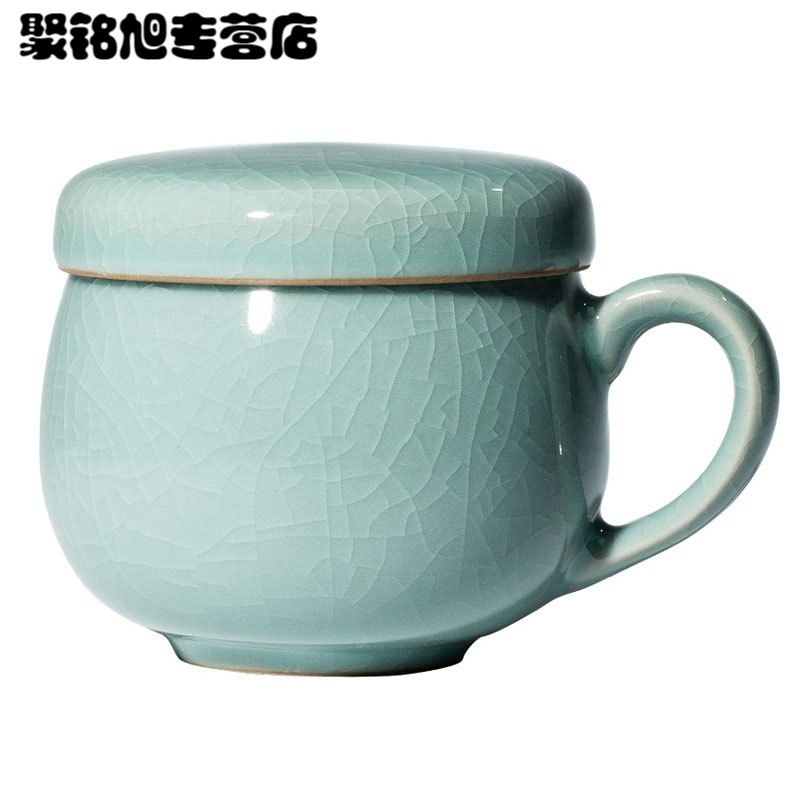 龙泉青瓷茶杯过滤陶瓷杯子带盖泡茶马克杯哥窑同心杯茶具套装多色生活日用家庭清洁生活日用家居器皿水具/水杯