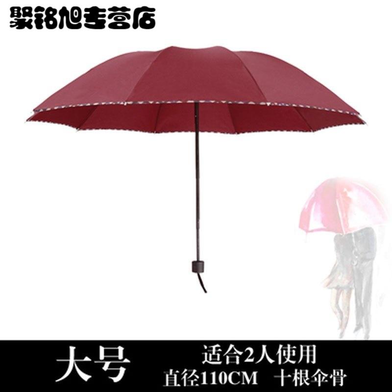 [半径: 55cm(含)-61cm(含)]简约时尚纯色晴雨伞两用双人大号三折叠商务自动男女防晒遮阳太阳伞