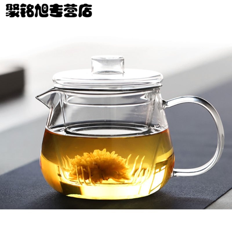 加厚全玻璃茶壶小号冲泡红花茶具套装家用过滤水壶煮器生活日用家居器皿水具水杯创意简约玻璃茶壶