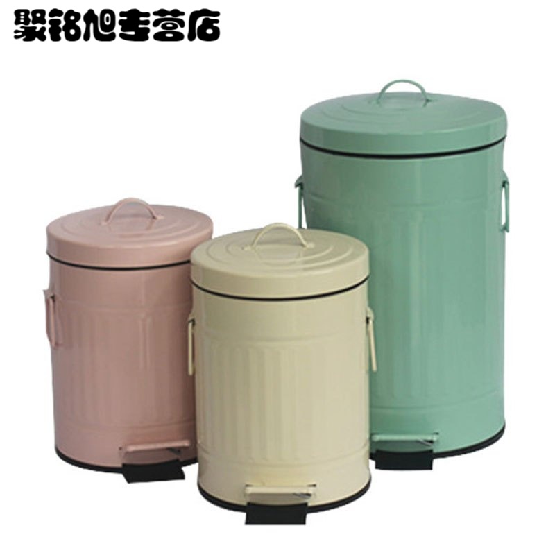 三款彩色加厚垃圾桶家用脚踏复古厨房卫生间客厅邮筒清洁用品清洁工具垃圾桶家居家用垃圾桶