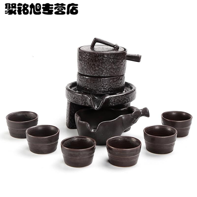 半全自动陶瓷时来运转石磨盘泡茶器功夫茶壶茶杯套装家用懒人茶具简约