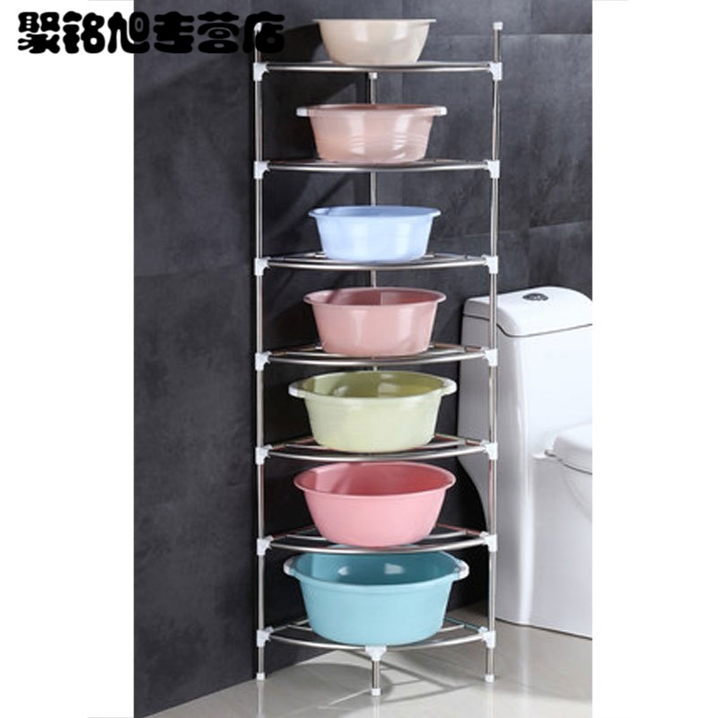 脸盆架子卫生间置物架落地式三角形浴室多层塑料放面盆收纳简约现代卫生间卫浴置物架