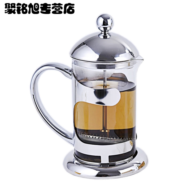 玻璃泡茶壶家用滤压咖啡壶花茶具不锈钢过滤冲茶器生活日用家居器皿水具水杯创意简约玻璃杯