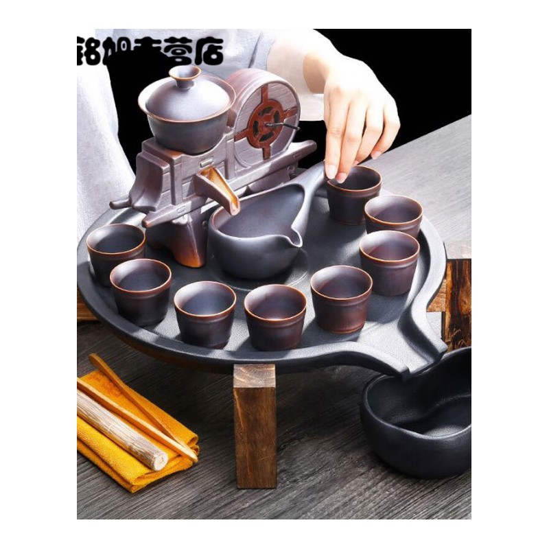 半全自动茶具套装家用简约创意懒人泡茶壶器功夫茶杯石磨陶瓷茶壶茶具套装