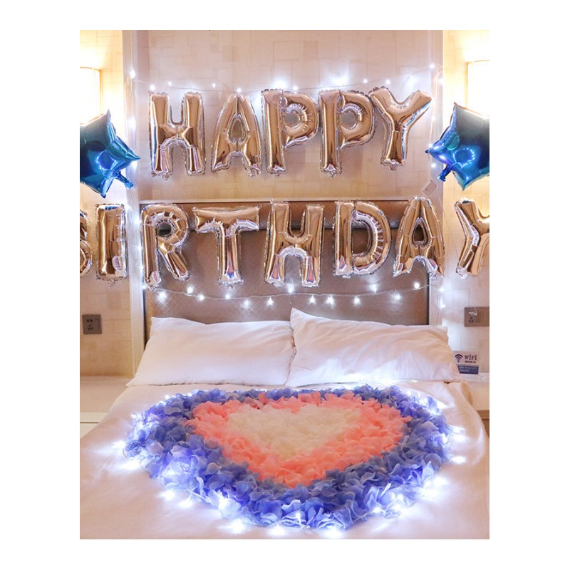酒店婚房创意装饰品生日字母周岁背景墙生日派对蛋糕百日气球铝膜生日气球表白背景