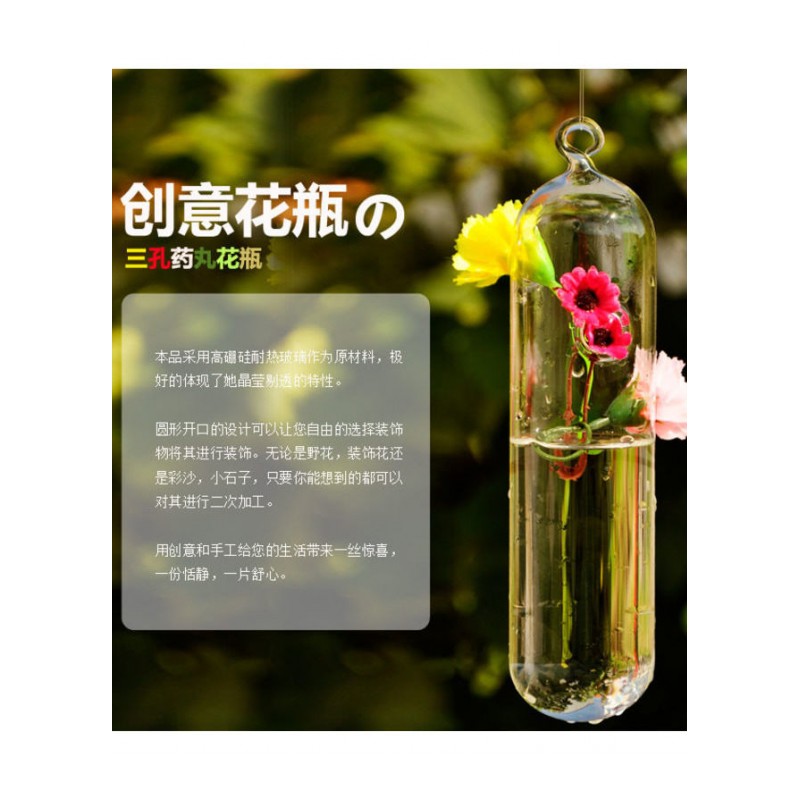 创意玻璃透明花瓶 可悬挂创意礼品水培器皿新奇特产品批HP102