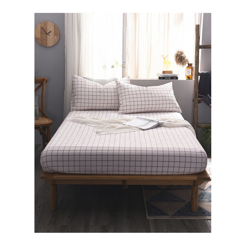 床笠单件 1.2三件套棉床套米床北欧床上用品床单床裙加厚学生条纹水洗