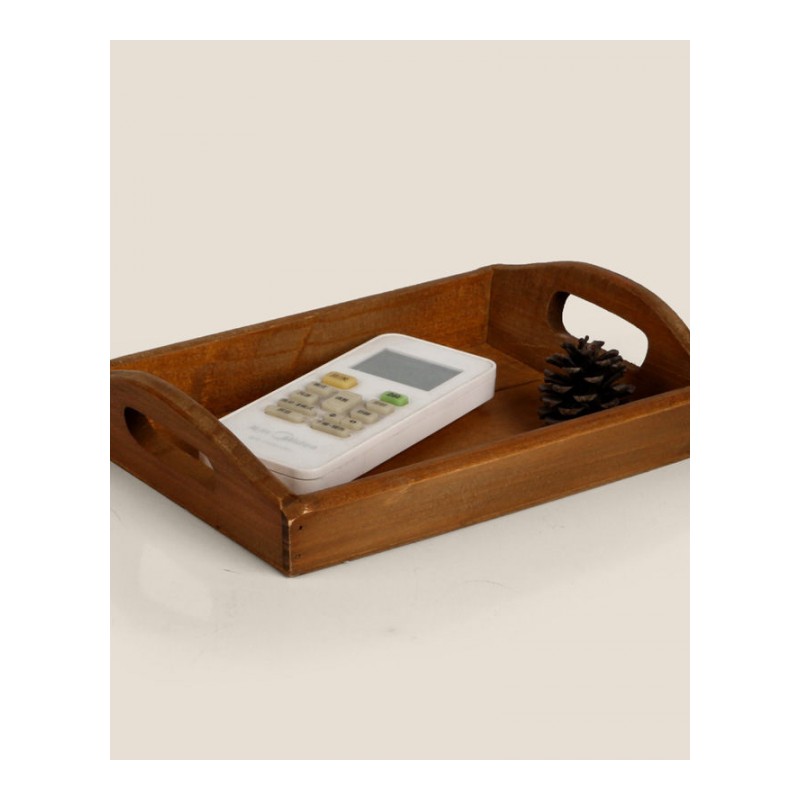 zakka杂货木质做旧方形托盘 创意家居水果托盘遥 控器收纳盒