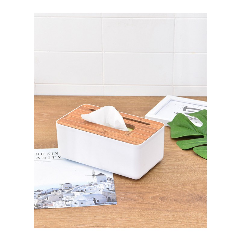 [日式]多功能简约家用木质纸巾盒客厅抽纸盒竹木遥控器收纳盒
