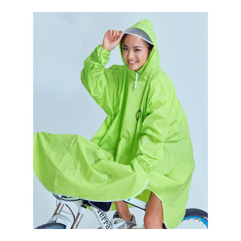 自行车一体带袖雨衣山地车透明帽檐加大单人骑行可背包雨披加洛斯绿大号(XXXL)