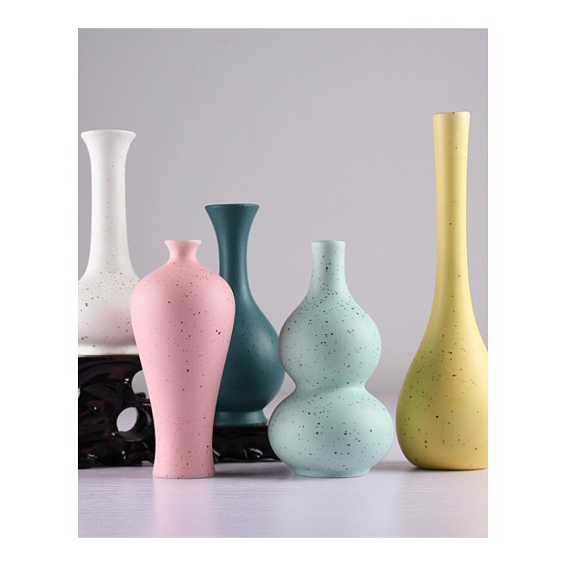 马卡龙花插摆件陶瓷水培创意简约小花瓶家居装饰品花器桌面黄色亚光花插-黄色06小