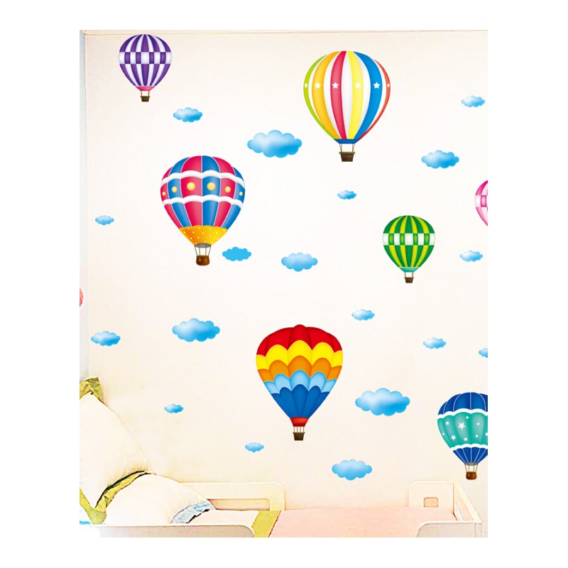 幼儿园教室布置墙贴纸贴画卡通彩色热气球创意墙画墙上墙面装饰品 彩色热气球 1 特大