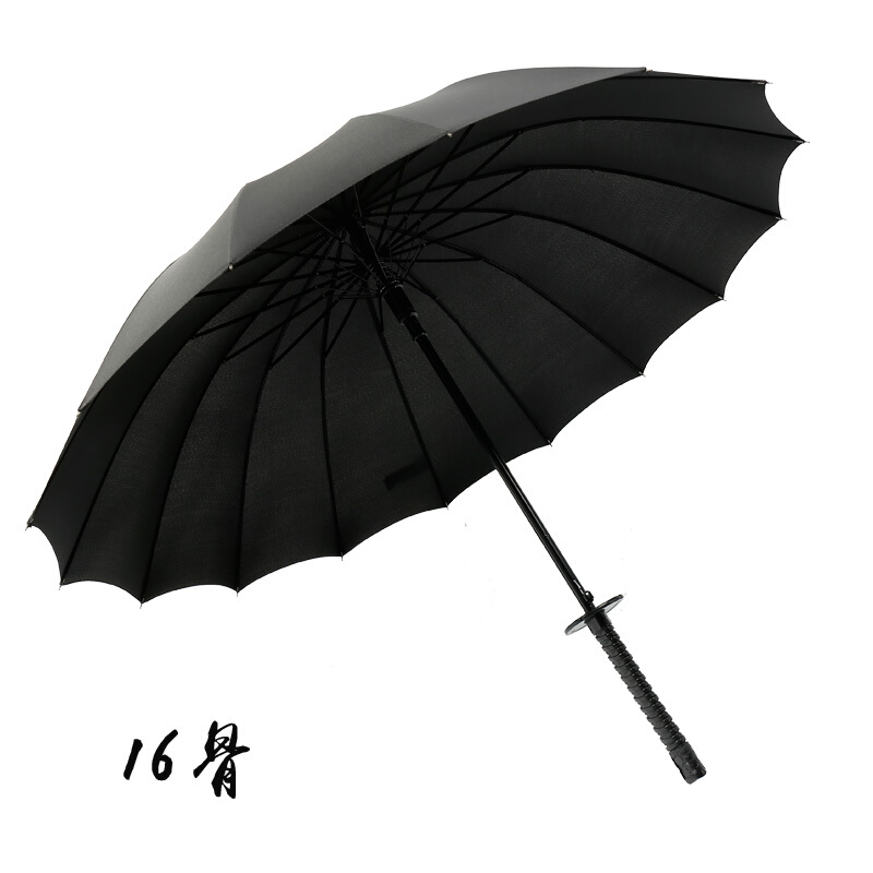 男晴雨伞创意长柄雨伞黑胶防风加固24骨剑伞个性动漫黑武士伞