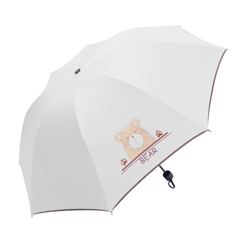 MEIWU 黑胶晴雨伞 太阳伞防晒防伞是 卡通雨伞女士学生折叠三折遮阳伞