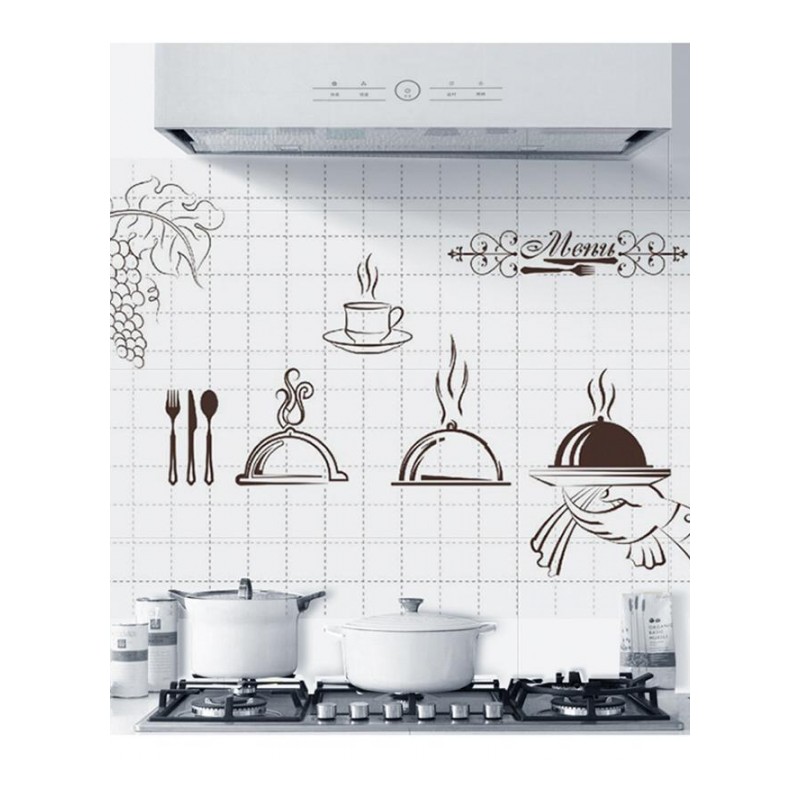 厨房铝珀油贴纸柜灶台用自粘瓷砖贴油烟机用橱柜墙贴6张-厨生入化6片装