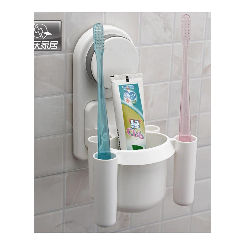 双庆 强力吸盘情侣牙刷架 牙具座 浴室置物架(1055)