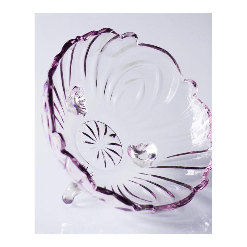 家用玻璃果盘大号欧式创意沙拉碗现代客厅干果糖果水果盘-单支琉璃色