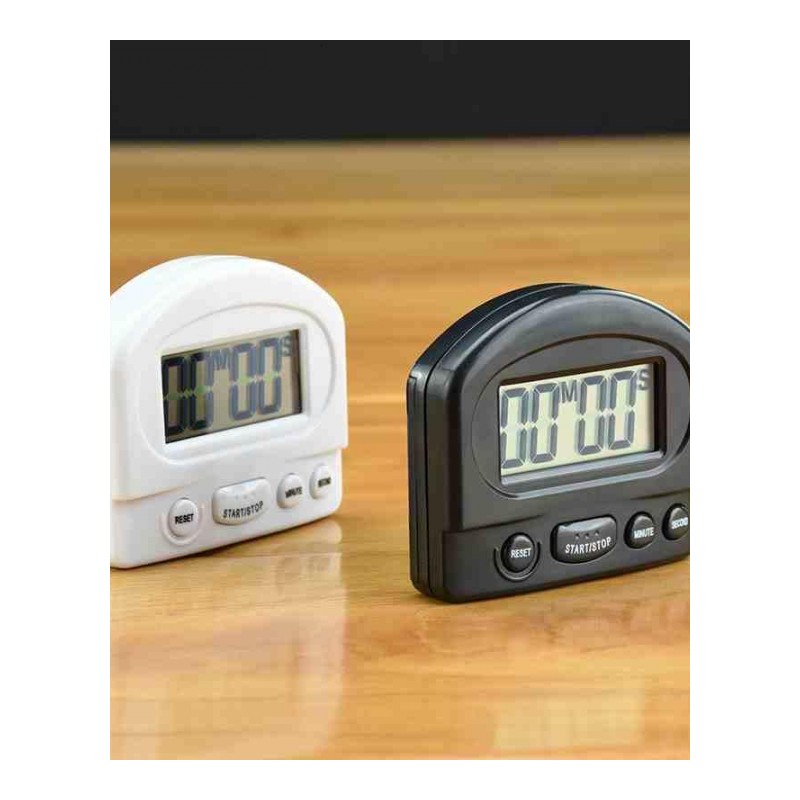 电子定时器厨房计时提醒钟倒计时器奶茶店计时器便携多功能记分钟表-黑色
