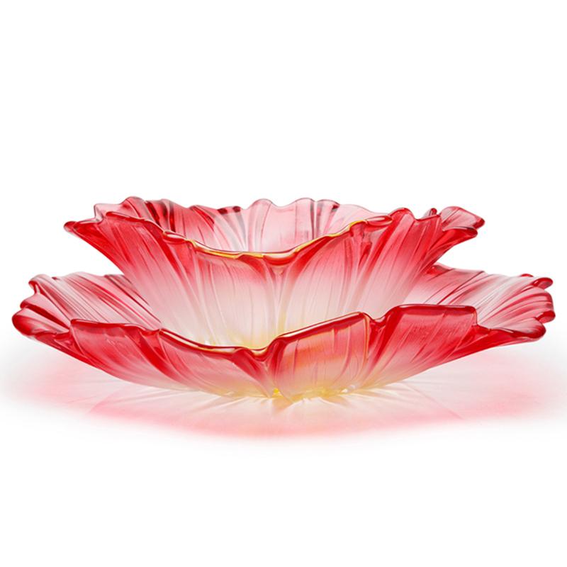 水晶玻璃零食盘糖果盘水果盘欧式彩色果篓时尚干果盘沙拉盘-大果斗透明口径31高12.2cm