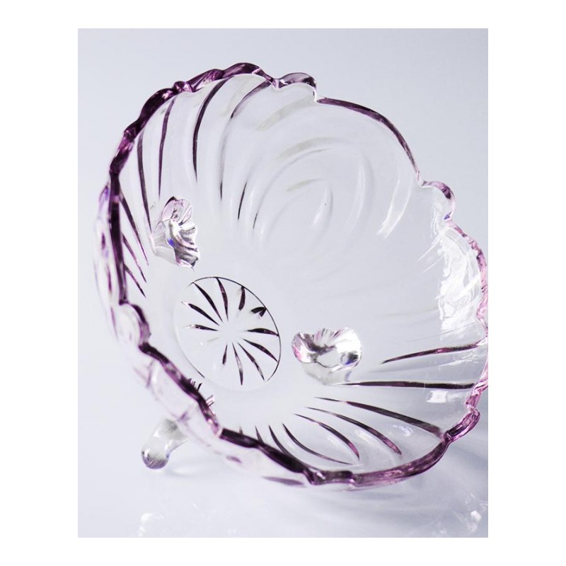 零食干果盘家用玻璃果盘大号欧式创意沙拉碗家用糖果水果盘-单支紫色