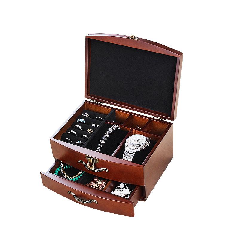 首饰盒时尚便携式储物盒带锁扣木质收纳箱欧式饰品收纳盒