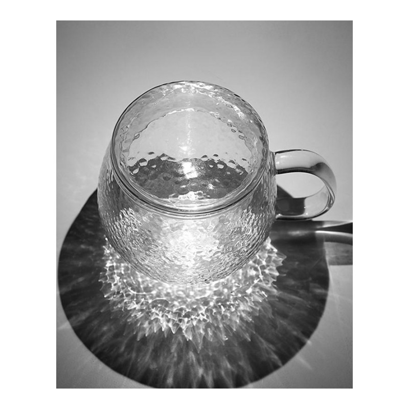 锤纹三件式泡茶杯耐热玻璃杯透明茶杯带盖过滤水杯子