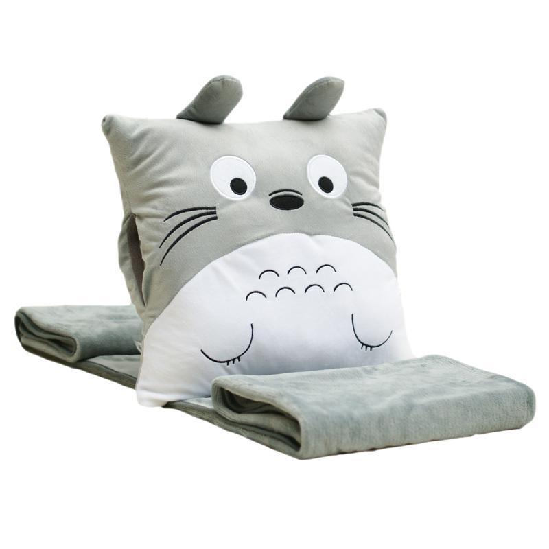 可爱猫靠垫插手睡觉暖手抱枕空毯子三合一抱枕被子两用午睡抱枕