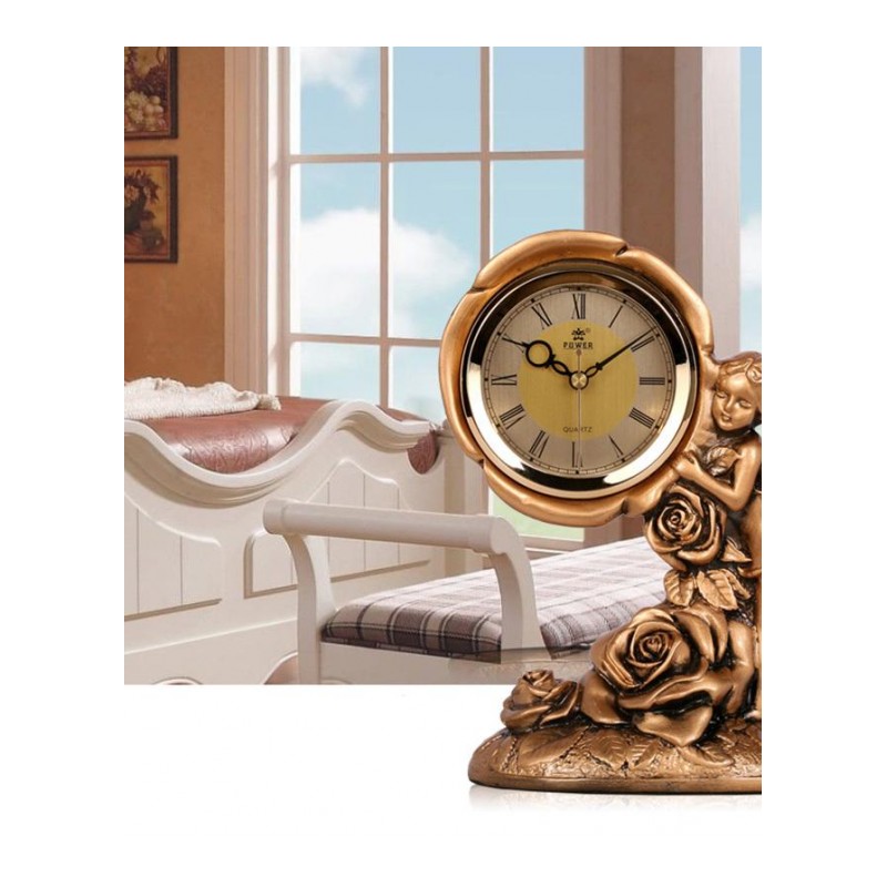 客厅创意台钟桌面摆件欧式钟表座钟时钟复古大号石英钟-飞翔天使