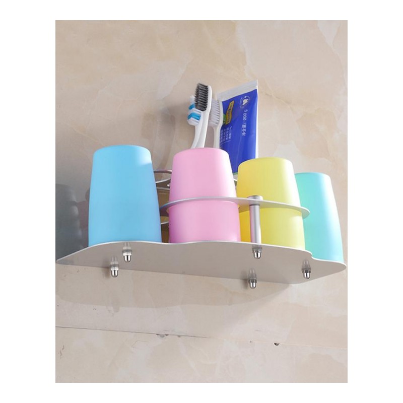 创意刷牙口杯牙刷架三口之家洗漱套装 浴室置物架太空铝牙刷架卫浴-三杯