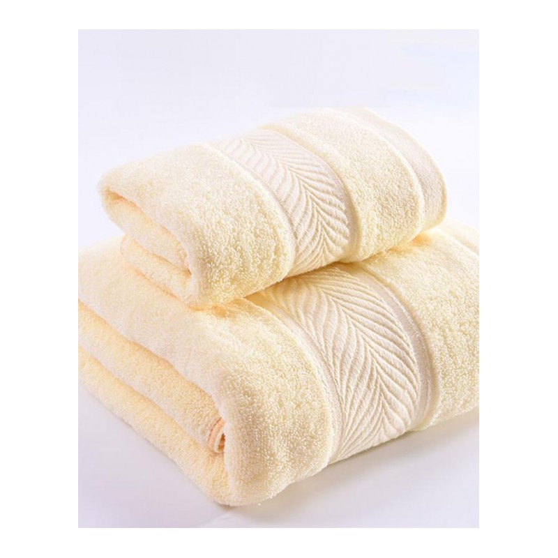 家用洗澡巾成毛巾加沐浴巾套装儿童男女吸水毛巾-波纹款套装-桔黄色