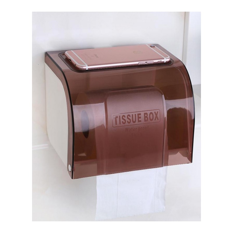 纸巾筒厕纸盒防水厕所手纸盒卫生间纸巾盒吸盘免打孔卫生纸架-A透灰色吸盘款