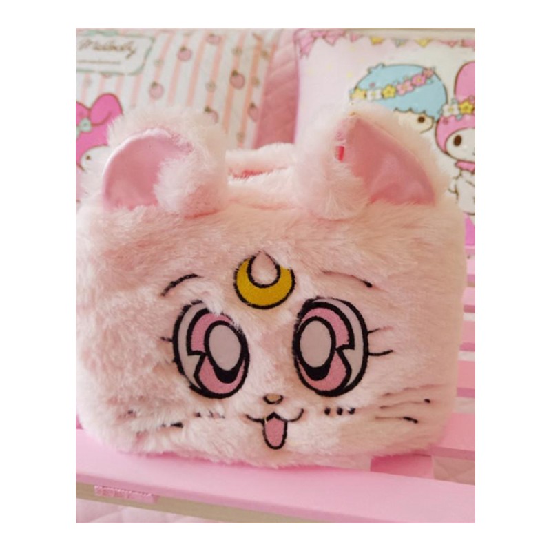 猫猫抽纸盒毛绒纸巾套少女款可爱毛绒纸巾盒-粉色长方露娜猫纸巾套