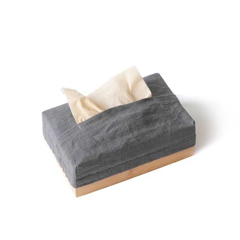 竹+ 竹制布艺纸巾盒创意客厅车用家用抽纸盒简约面巾纸盒-长款