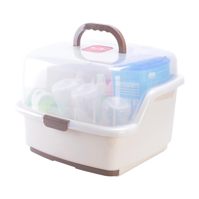 大号便携式收纳箱盒婴儿宝宝奶瓶餐具收纳箱沥水防尘晾干架奶粉盒