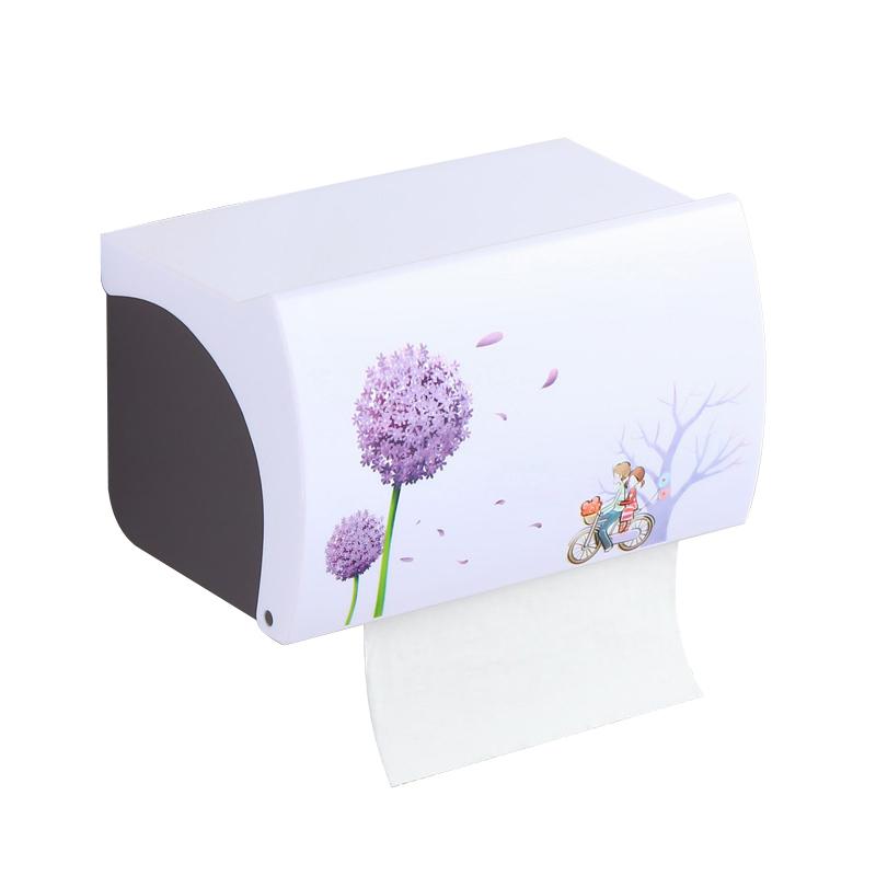 卫生间纸巾盒塑料纸巾架卷纸盒免打孔手纸盒-小苹果粘钉两用