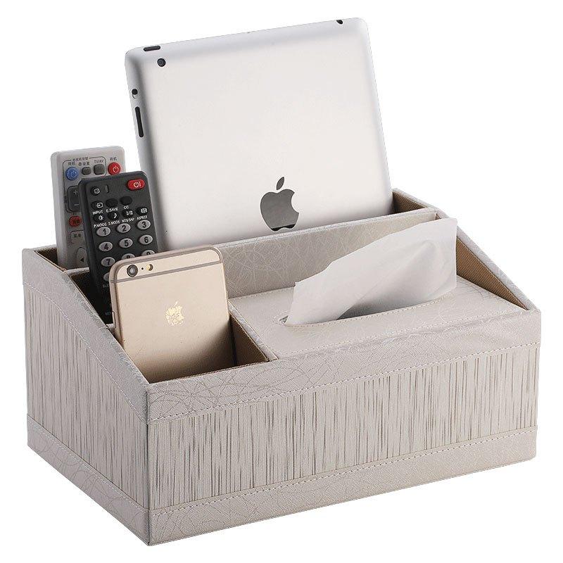 抽纸盒欧式家居客厅茶几桌面遥控器杂物收纳盒古典创意多功能PU皮革纸巾盒-黑