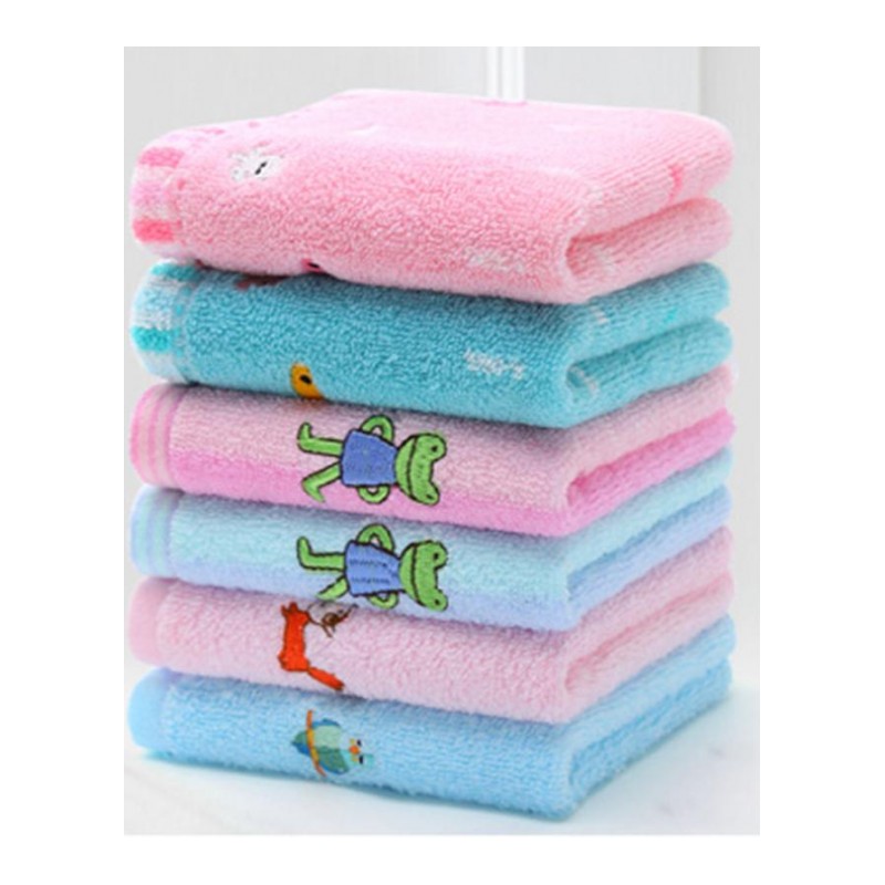 儿童棉毛巾加厚柔软吸水童巾家用宝宝洗脸巾小面巾6条装