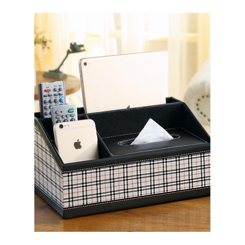创意欧式客厅多功能纸巾盒茶几桌面遥控器皮革餐巾抽纸盒收纳盒
