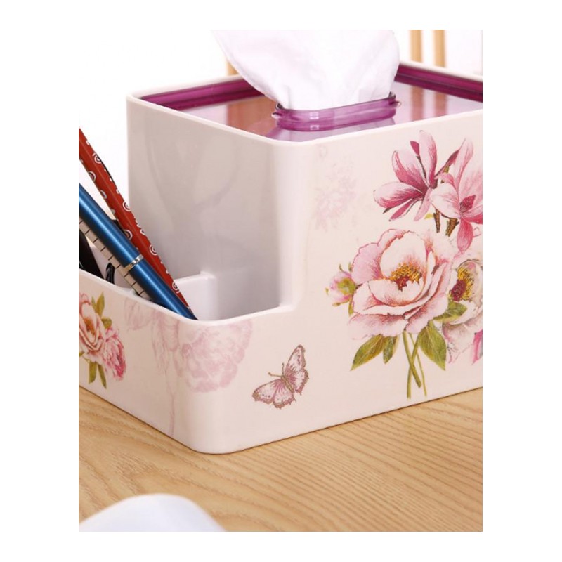 长方形组合式欧式桌面收纳盒家用时尚多用纸巾盒创意抽纸盒-正方形玉玫瑰
