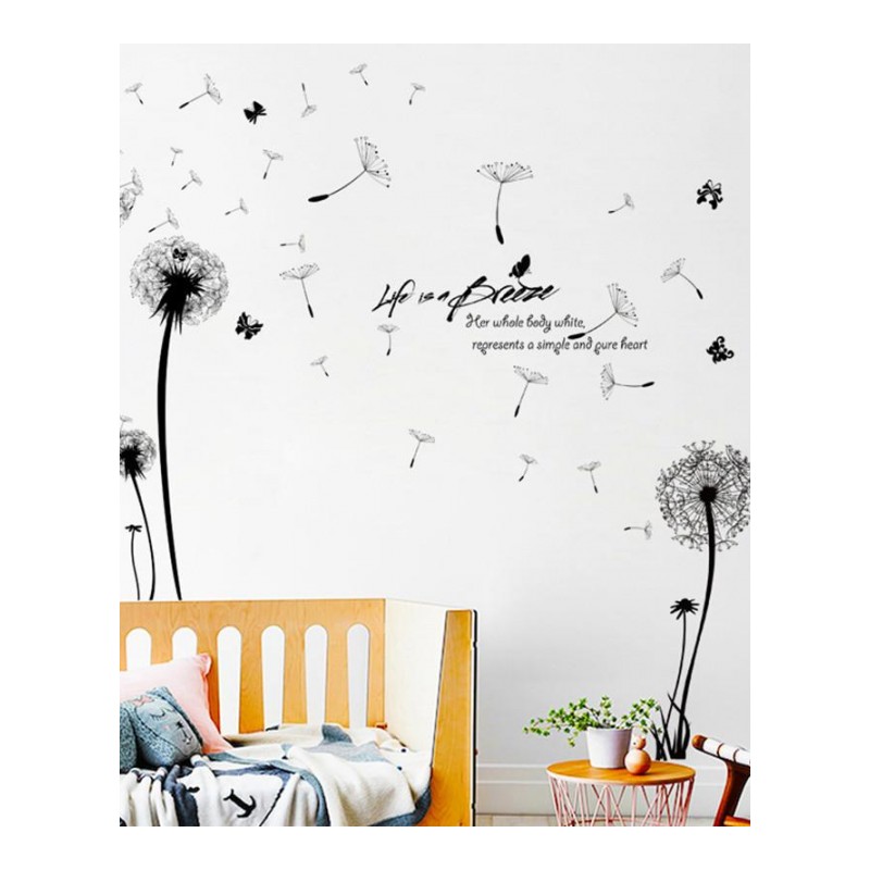 床头贴卧室墙贴画创意可移除自粘墙纸客厅沙背景装饰画-花瓣蒲公英
