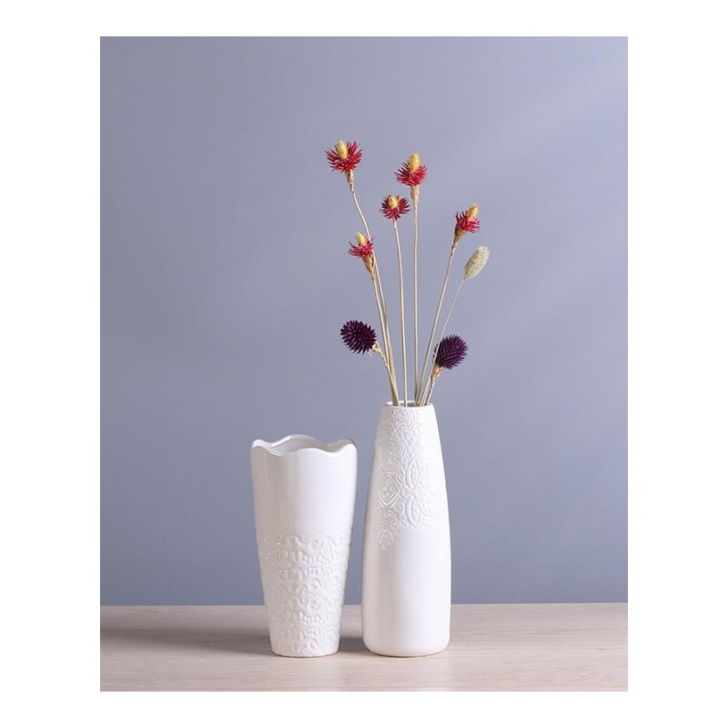 欧式白色陶瓷花瓶客厅装饰品创意摆件现代家居简约文艺插花装饰品-飘逸-不含花