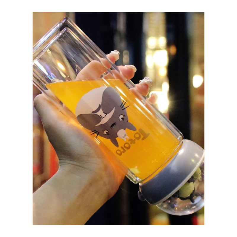 微景观水杯女生韩版可爱创意双层玻璃杯便携加厚清新夏季水杯