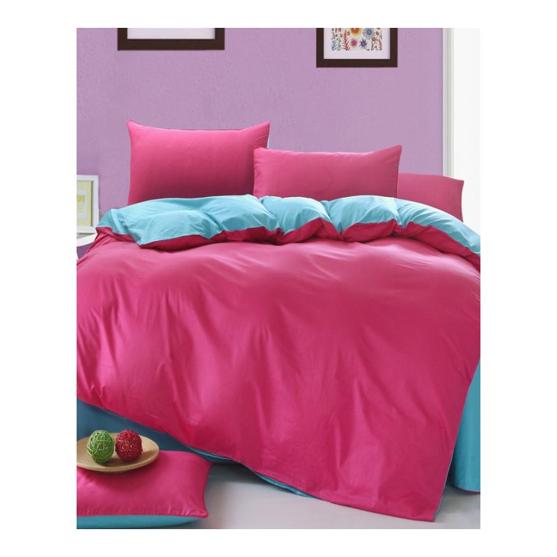 素色四件套素色床单被套床上用品棉2m床简约棉床单四件套