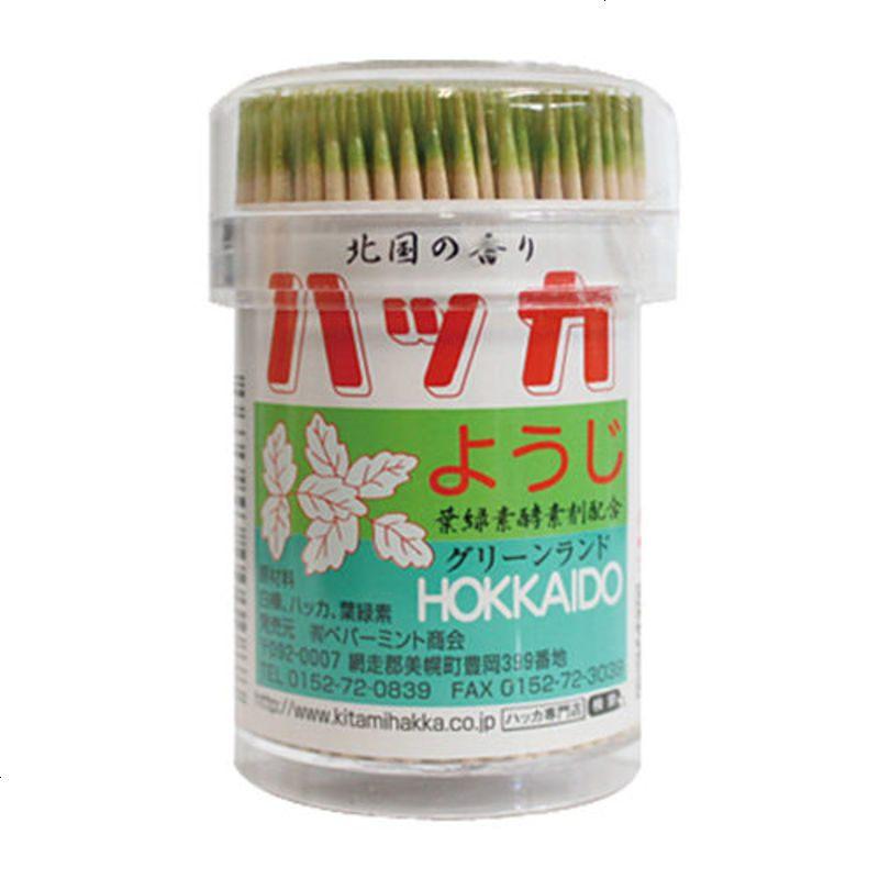 日本 北海道 北見ハッカ 叶绿素酵素 桦木 薄荷牙签 250本入 筒装