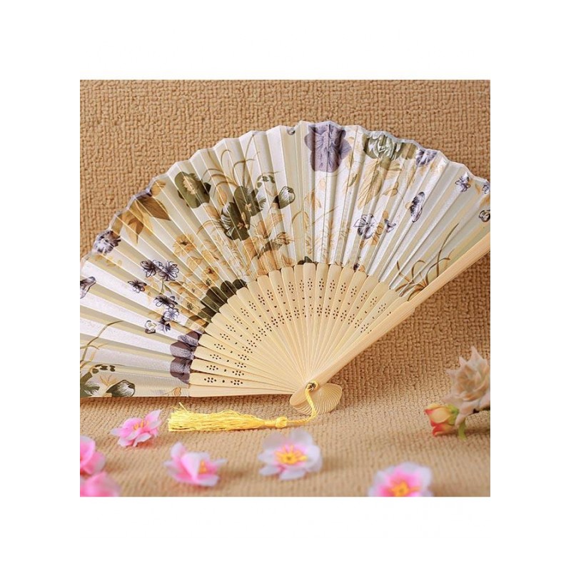 [单个颜色随机]夏季中国风女式 古典舞蹈复古风装饰和风 竹绢随身折叠小扇子手拿扇子生活用品凉扇子手拿