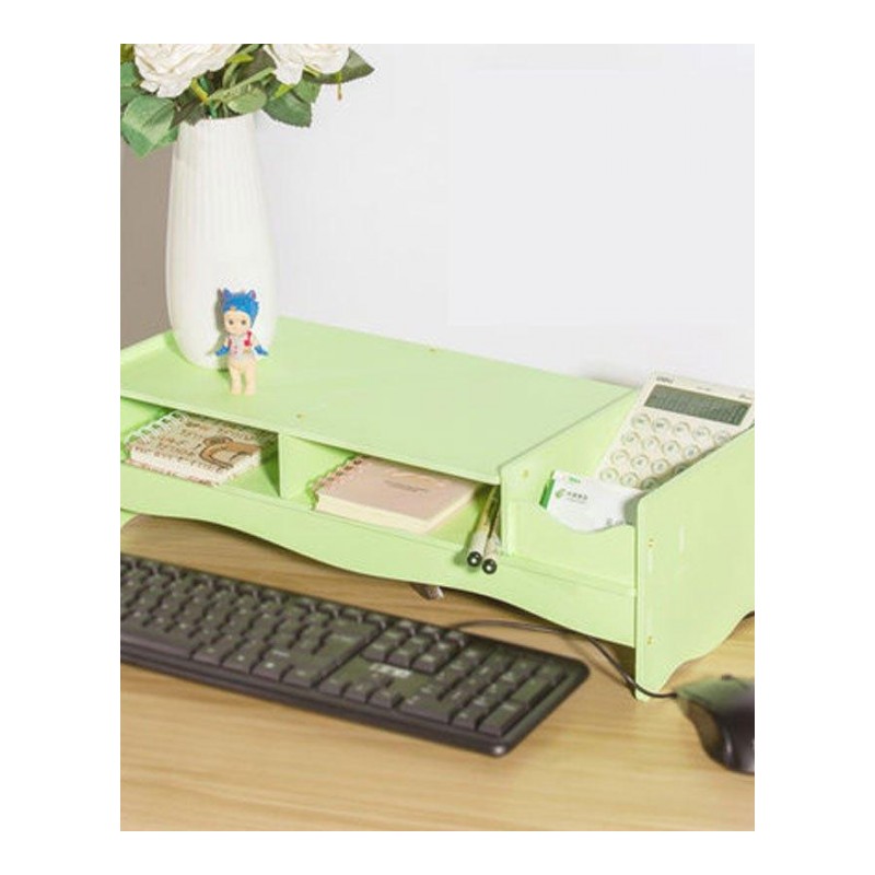 木制纯色简约液晶电脑显示器增高架台式电脑支架办公桌面置物架整理收纳盒家居家用生活日用住宅家具置物架子
